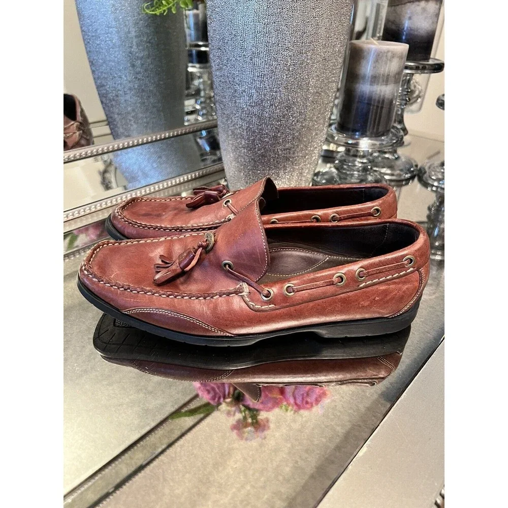 Men’s Cole Haan Genuine Leather Tassel‎ Loafer Shoes Size 8M Brown Oxford